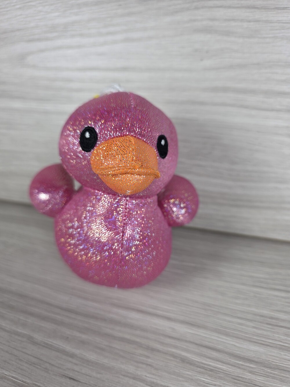 Plush Duck Keychain Iridescent Pink Soft Novelty Cute Backpack Clip SU48
